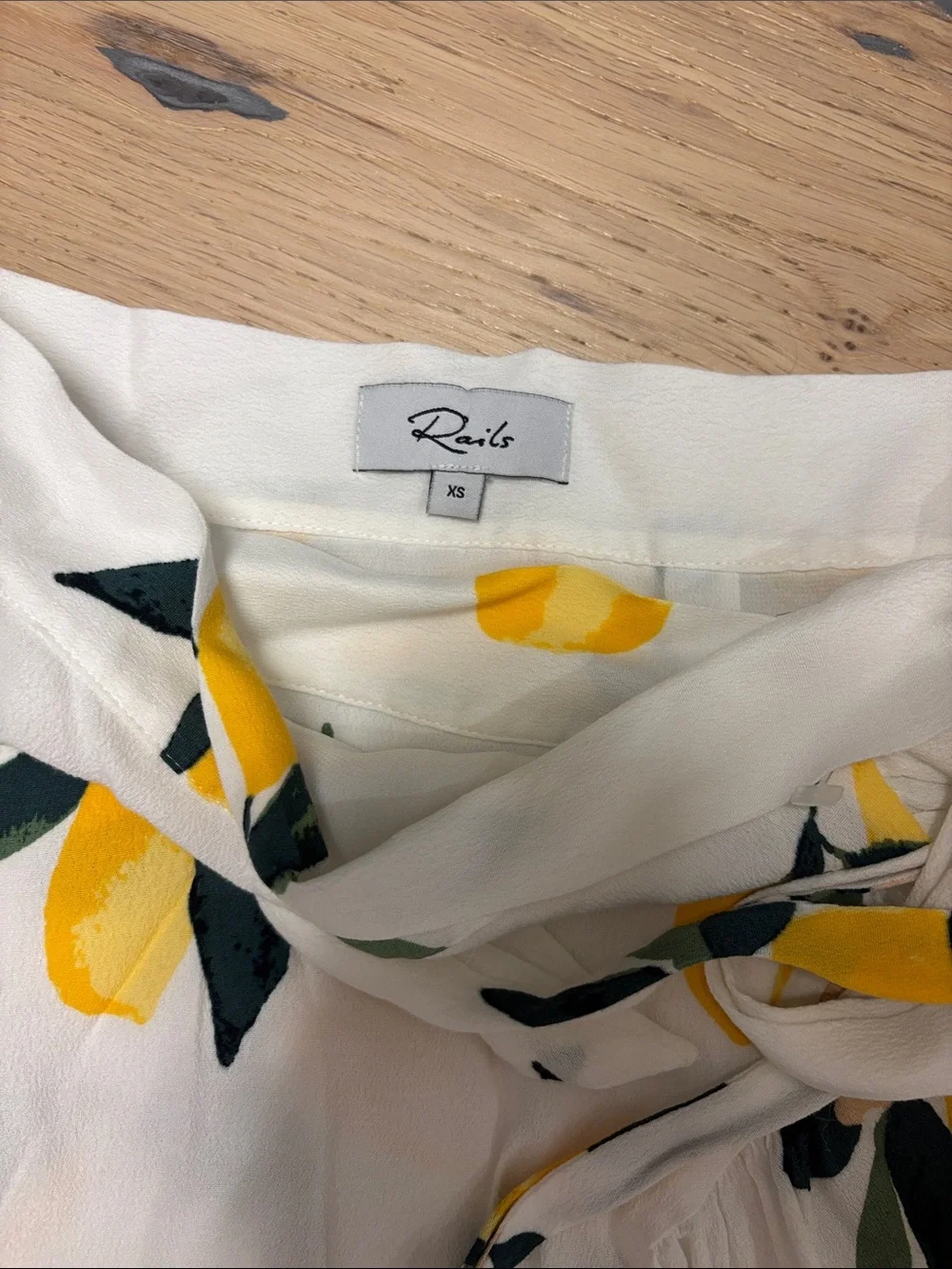 Rails White Lemon-Print Wrap Skirt with Green Leaves